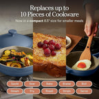 Our Place Mini Always Pan | 8.5" Ceramic Pan with Modular Lid & Beechwood Spatula | Patented 10-in-1 Nonstick, Non-Toxic Cookware Made Without PFAS | Induction & Oven-Safe up to 450°F | Blue Salt