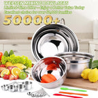 Mixing Bowls with Lid Set, 25PCS Kitchen Utensils Metal Bowl Stainless Steel Nesting Bowls, Measuring Cups and Spoons, Egg Whisk for Baking Prepping Cooking Serving Supplies