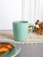 famiware Aurora Coffee Mugs, 14oz Mug Set of 4, Stoneware Mug, Cups for Kitchen, Cappuccino, Latte, Reactive Glaze, Microwave Safe, Scractch-resistant, Mint Green