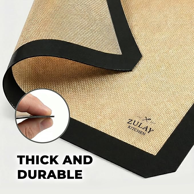 Zulay Kitchen Silicone Baking Mat Sheet Set - Reusable Baking Mat Nonstick - Half Sheet Baking Mat For Oven (Black, 1 Pack)