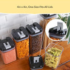 Simply Gourmet Airtight Food Storage Containers with Lids – 6 Piece Slim Kitchen Pantry Organization Set, 5 Cup Capacity, BPA-Free Clear Plastic, Stackable Containers for Flour, Sugar, Rice, Snacks