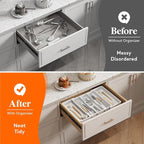 Lifewit Utensil Organizer for Kitchen Drawers, Expandable Cooking Utensil Tray, Adjustable Cutlery Silverware Flatware Holder, Plastic Spatula Tools Storage Divider, 13-22 x 15", White