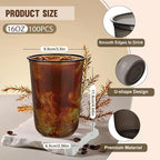 KesaPlan 100 Pcs 16 oz Black Clear Plastic Cups, Disposable Stemless Wine Glasses for Halloween Graduation Party, Round Bottom Plastic Cocktails Cups, Disposable Cold Drinks Cup for Birthday Wedding