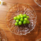 Glass Salad Bowl Irregular Lotus Flower Shape Serving Bowls, Mixing Nut Bowls for Kitchen Fruist, Snack, Dessert, and Ice Cream Candy Dishes (Plate Crystal Clear, Small)