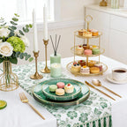 Rubtlamp 350 Pcs Green Plastic Dinnerware Set, Green and Gold Plastic Plates, Hammered Party Plates Include Dinner Platos, Dessert Platos, Cups, Gold Cutlery Set And Napkins for Party