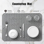 MicoYang Silicone Dish Drying Mat for Kitchen Counter or Sink, Refrigerator or Drawer Liner, Easy Clean, Eco-Friendly, Heat-Resistant, Grey, 16 inches x 12 inches