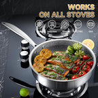 LOLYKITCH 3 Quarts Hybrid Stainless Steel Nonstick Sauté Pan,Skillet,10 Inch Induction Deep Frying Pan,Dishwasher and Oven Safe,Riveted Handle.