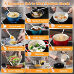 Onader Kitchen Cooking Utensils Set, 10 Pcs Silicone Non Toxic Cooking Utensils Set, Heat Resistant & Nonstick Cookware Friendly - 2 Mixed Color (Khaki & White)