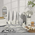 Kitchen Utensils Set-Umite Chef 34 Pcs Silicone Cooking Utensils Set for Nonstick Cookware-Silicone Spatulas Set, Stainless Steel Handle-White Kitchen Gadgets Tools, Pots and Pans Accessories