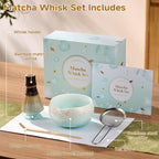 Matcha Whisk Set, 6PCs Japanese Matcha Kit with Crystalline Glaze Matcha Bowl, Purple Bamboo Whisk, Scoop, Sifter & Tea Towel – Gifts for Women Mom Her, Tea Gifts for Christmas, Birthday