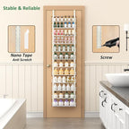 Churboro Over the Door Pantry Organizer Rack with 12 Adjustable Baskets, 12 Tiers Dual-use Spice Rack- Hanging or Wall Mount Spice Rack, Pantry Door Organizer, White
