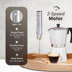 Zulay Kitchen Rechargeable Milk Frother Handheld - Lux 4 Whisks, Powerful 2-Speed Motor, Waterproof, 2000mAh Battery - Drink Mixer for Latte, Cappuccino, Matcha & Protein Powder - Silver