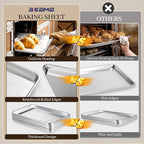6 Pack Full Size Baking Sheet Pan Aluminum Commercial Pan for Oven Freezer Bakery Hotel Restaurant 26" × 18"