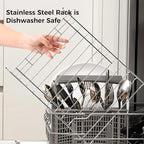 Wealone Stone Dish Drying Mat with Stainless Steel Dish Rack, Super Absorbent Diatomaceous Earth Dish Drying Mat, Large Size Stone Drying Mat, Fast Drying Dish Racks for Kitchen Counter