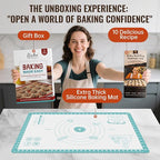 Silicone Baking Mat with 10 Useful Recipes, Non Stick Pastry Mat for Dough Rolling, Macaron Baking Sheet for Cookie, Pizza, Bread, Fondant Mat, Silicone Sheet for Dough Rolling out