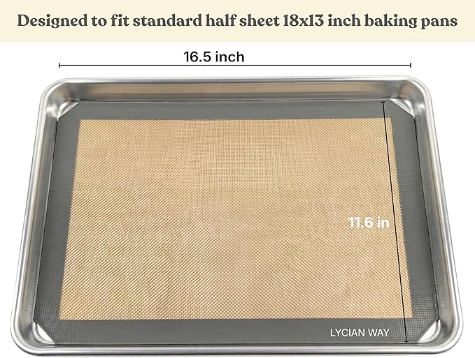 Silicone Baking Mats Set of 2, Half Sheet Nonstick Reusable Baking Sheet Liners for Cookies, Macarons, Bread, Pizza, Pastry, Gray