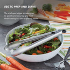 KitchenAid Set of 2 Stainless Steel Tongs with Scalloped Edges Easy Lock Dishwasher Safe Durable and Versatile 7 Inch and 9 Inch Silver