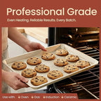 BAKKEN Kitchen Baking Pans - Nonstick White Coating, 13.58’’ × 9.65’’ Commercial Grade Carbon Steel Cookie Sheet, Diamond Texture Bottom, PFOA, PFOS, PTFE Free, Oven Safe Tray (450°F), White Marble