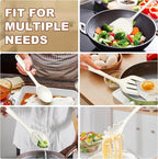 TeamFar Silicone Cooking Utensils Set, 5-Piece Heat Resistant Kitchen Utensils Set, Nonstick Slotted Solid Spoon Turner Pasta Server for Frying, Serving, Mixing, Non-Toxic & Dishwasher Safe, White