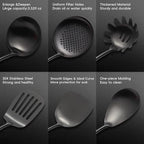 Stainless Steel Kitchen Utensils Set with Wood Handle, 18/10 Metal Cooking Utensils Set, 10 Piece - Spatula, Spoon, Ladle, Skimmer, Slotted Turners, Pasta,Turner, Ladl, Fork