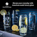 Libbey Signature Kentfield Glass Tumbler Set of 8, Elegant Heavy Base Glass Tumblers with Wide Rim, Tapered 16 oz Drinkware Set for Water and Drinks