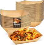 ZORRITA 3 Lb Paper Food Trays - 100 Pack Disposable Nacho Trays, Kraft Paper Food Boats Taco Holders Party Serving Baskets for Hot Dogs Snacks Tacos Fries