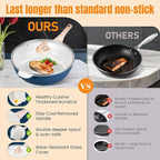 AOSION 12 Inch Nonstick Ceramic Deep Frying Pan Skille with Lid,5.5QT Sauté Pan for Cooking with Steam Rack,Healthy Large Skillet,Stay Cool Handle, Induction Compatible, PFOA & PFAS Free. (BLUE)