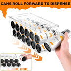 Skinny Can Organizer for Refrigerator, Stackable Tall Skinny Soda Pop Can Holder Dispenser with Lid for Fridge Pantry Rack Freezer, Clear Plastic Storage Bins-Holds 12 Slim Cans (See-through)