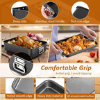 4 Pcs Deep Lasagna Baking Pan for Oven, 16/13.8/10 Inch Baking Dishes for Oven, Roasting Pans with Stainless Steel Handles, Heavy Duty Bakeware for Cake and Brownie