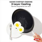 OXO Enhanced 8" Frying Pan Skillet,PFAS-Free Ceramic Nonstick,Durable Hard Anodized Cookware,Scratch Resistant,Stainless Steel Handle,Good Grips,Dishwasher Safe,Oven safe,Black,(Pack of 4)