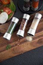 KitchenArt Spice Rack, Elite Auto-Measure Plastic Spice Carousel, 8 Spice Jars, Silver