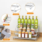 RCHYFEED 4 Tier Spice Rack Organizer, Spice Organization for Cabinet,Pantry, Countertop,Tiered Spice Rack Easy Visibility,Depth Expandable Seasoning Shelf for Kitchen Cabinet Organizer,Silver