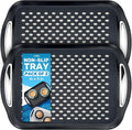 Food Trays for Eating on Couch - 2 Pack - Non Slip Dinner Trays for Eating Set of 2 Non Slip Serving Tray and Food Tray with Handles (Black)