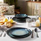 AmorArc Ceramic Dinnerware Sets,Handmade Reactive Glaze Stoneware Plates and Bowls Sets,Highly Scratch Resistant | Dishwasher & Microwave Safe Dishes Set,Service for 8 (24pc)