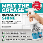Kitchen Cabinet Cleaner – Gentle, Residue-Free and Effective Everyday Degreaser & Grime Remover for Wood, Painted and Finished Furniture - Complete with Cleaning Brush & Cabinet Cleaner Spray 32oz