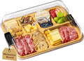 Lifewit 6 Compartment Melamine Charcuterie Board, 11 x 14 Inch Portable Cheese Board with Plastic Lockable Clear Lid, Serving Platter with Cover for Snacks, Fruit, Appetizers