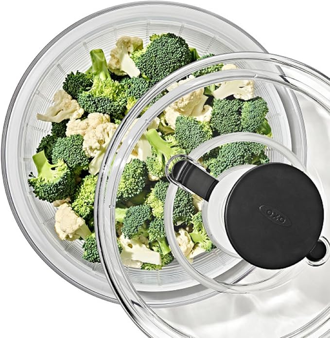 OXO Good Grips Salad Spinner | Lettuce Spinner | Fruit Washer | Fruit Washing Bowl with Strainer | Vegetable Cleaner | Salad Cleaner | Lettuce Washer | 6.22 Quart Capacity (Pack of 4)
