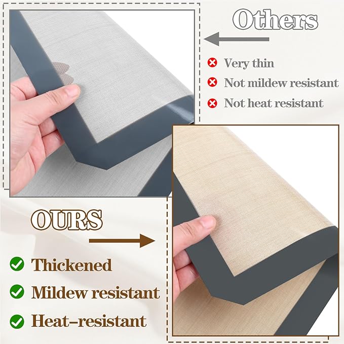 Silicon Baking Mats, 16.5"x11.6" 2-Pack Reusable Silicon Baking Mat Sheet, Baking Sheets Non-Stick, Food Safe Baking Mats Can Be Used For Baking Cookies, Bread, Pizzas