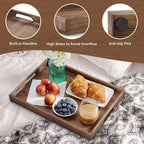 17 Inch Burnt Wood Serving Tray with Handles - Large Wooden Tray for Ottoman, Breakfast in Bed, Dinner, Coffee Table - Decorative Brown Rectangular Tray for Living Room Entryway and Kitchen Decor