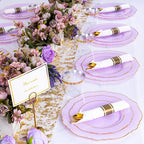 Liacere 350PCS Purple Plastic Plates - Disposable Lavender Plates 50guest Plastic Dinnerware include 100Light purple Plates,50Pack Pre Rolled Napkins Silverware 50Cups for Wedding & Mothers Day