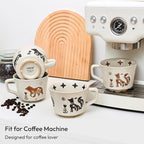 Ceramic Coffee Mug, 12 oz Small Novelty Unique Teacup with Handle, Stoneware Cup for Tea Mocha Latte Cappuccino (Set of 4, Fox and Bear)