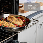 T-fal Essentials Stainless Steel Fry Pan 10.5 Inch, Induction Compatible Oven Safe 350F, Durability & Performance, Cookware, Pots and Pans, Chef's Pan, Skillet, Frying Pan, Dishwasher Safe Silver/Blue