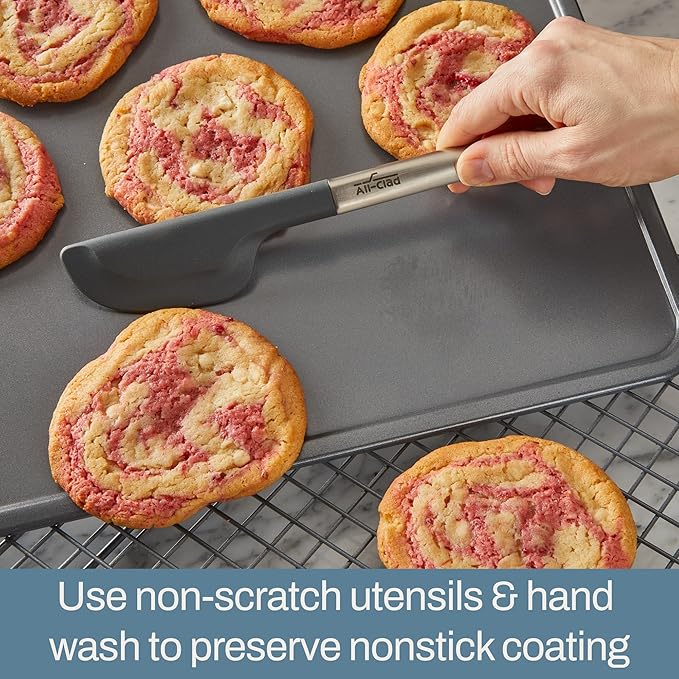 All-Clad Pro-Release Nonstick Bakeware Set 2 Piece Oven Safe 450F Half Sheet, Cookie Sheet, Muffin Pan, Cooling & Baking Rack, Round Cake Pan, Loaf Pan, Baking Pan Grey