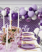 Nervure 175PCS Clear Purple Plastic Plates - Purple Party Plates Set for 25 Guests Include 25Dinner Plate, 25Dessert Plate, 25Cups, 75 Cutlery, 25Napkins Perfect for Wedding, Party & Bridal