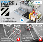Under Sink Organizer Upgrade To Professional Rails,2-Tier Dual Pull Out Cabinet Storage,Height Adjustable Slide Out Drawers For Bathroom Kitchen,1 Pack-18.5"Dx12.8"-16.9"H,Gun Gray