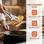 Durable 304 Stainless Steel Spatula Tongs, Rust-Proof 2-in-1 Cooking Tongs for High Heat, Solid One-Piece Design Food Turner, Professional Kitchen Essential