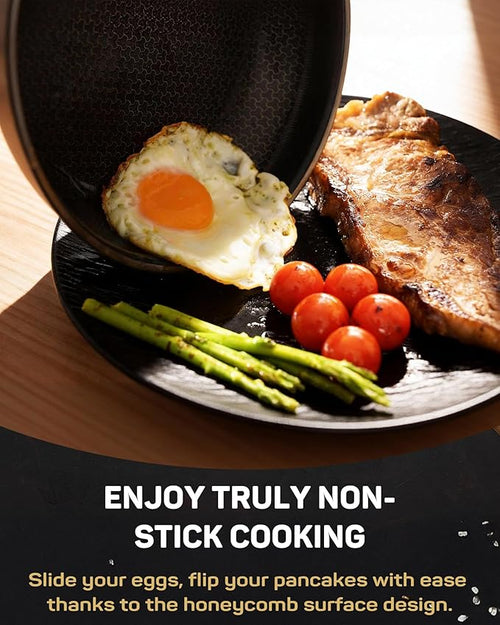 8" Hybrid Nonstick Frying Pan, Stainless Steel Ceramic Nonstick Skillet for Eggs & Omelets, Small Egg Pan, Stay-Cool Handle, Induction Compatible, Oven Safe