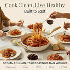 GOTHAM STEEL 14 Inch Nonstick Frying Pan with Lid, Large Ceramic Skillet for Family, Non Toxic PFOA PFOS PFAS Free, Oven & Dishwasher Safe 500°F, Even Heat Distribution, Cream