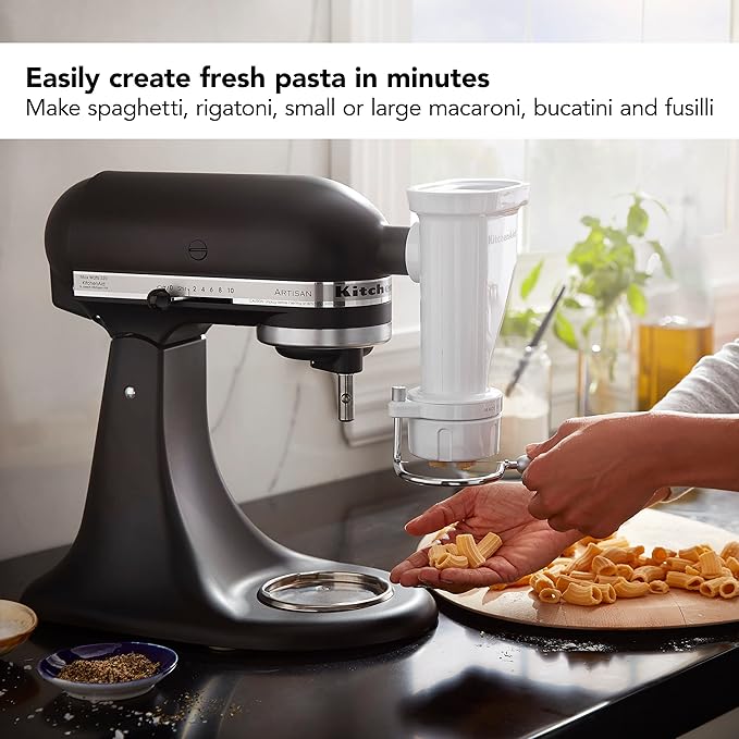 KitchenAid Ksmpexta Gourmet Pasta Press Attachment with 6 Interchangeable Pasta Plates, White