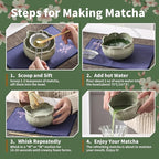 Matcha Whisk Set, Ceramic Matcha Set 8 Pcs, Matcha Kit Set Includes Matcha Bowl, Matcha Whisk and Holder, Bamboo Scoop and Rest, Sifter and Tea Towel, Ideal Gift for Family/Friend (Cyan)
